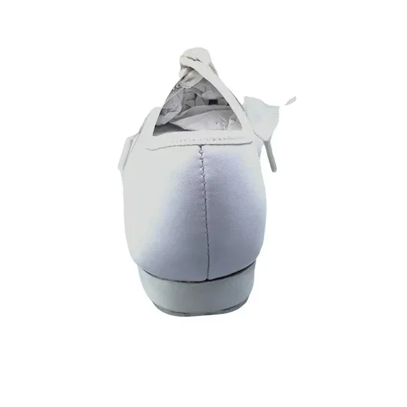 Little Girls Bow Tie White Tap Shoes Tyette Size 13.5 Recital Dance Class - Picture 6 of 8